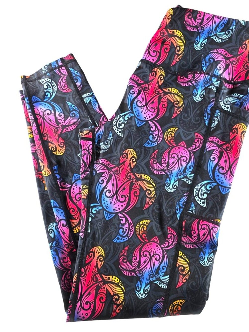 CVG Leggings shell yeah turtles Womens Medium Black Multicolor Activewear pants